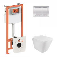 Готовое решение Qtap для ванной комнаты: подвесной унитаз Tern Rimless 490x340x350 + комплект инсталляции Nest 4 в 1 (квадратный