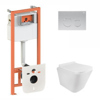 Готовое решение Qtap для ванной комнаты: подвесной унитаз Tern Rimless 490x340x350 + комплект инсталляции Nest 4 в 1 (круглая