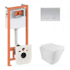Готове рішення Qtap для ванної кімнати: підвісний унітаз Tern Rimless 490x340x350 + комплект інсталяції Nest 4 в 1 (кругла клавіша