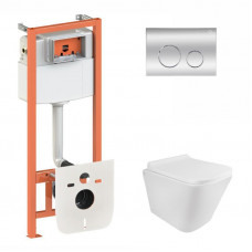 Готове рішення Qtap для ванної кімнати: підвісний унітаз Tern Rimless 490x340x350 + комплект інсталяції Nest 4 в 1 (кругла клавіша