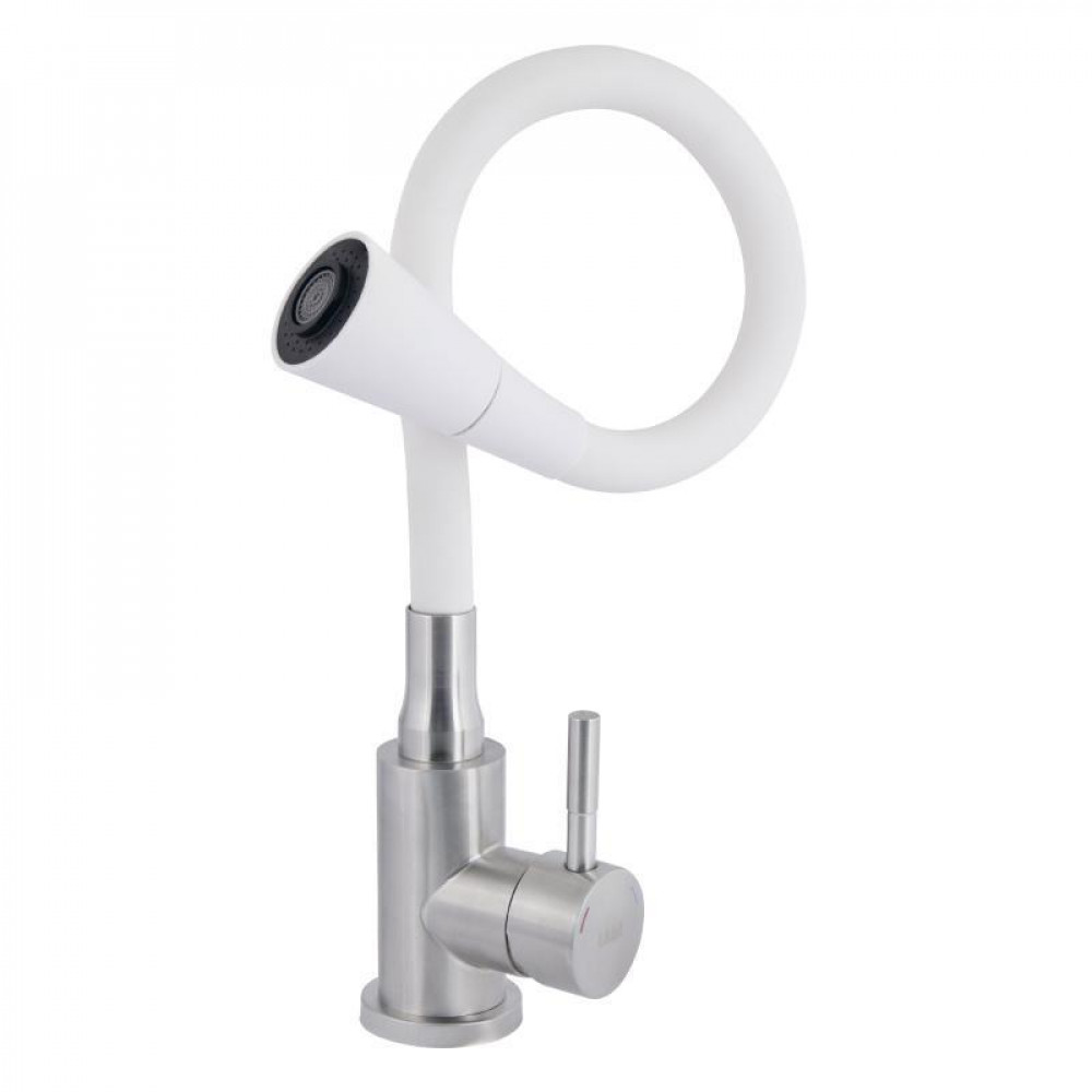 Змішувач для кухні Lidz Aria 015F31 з гнучким виливом (k35) LDARI015F31WNK36981 White / Nickel SD00043084
