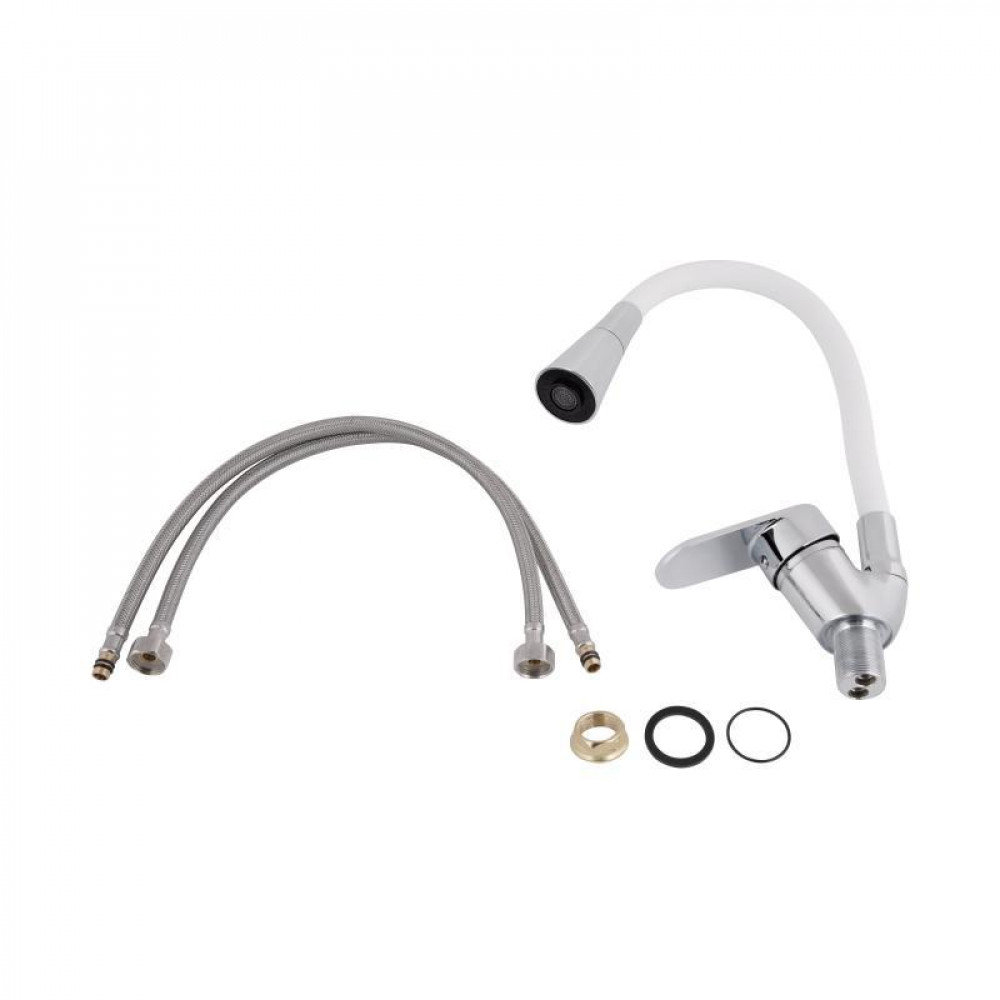 Змішувач для кухні Lidz Tani 008F3 з гнучким виливом (k40) LDTAN008F3WCR37037 White / Chrome SD00043140
