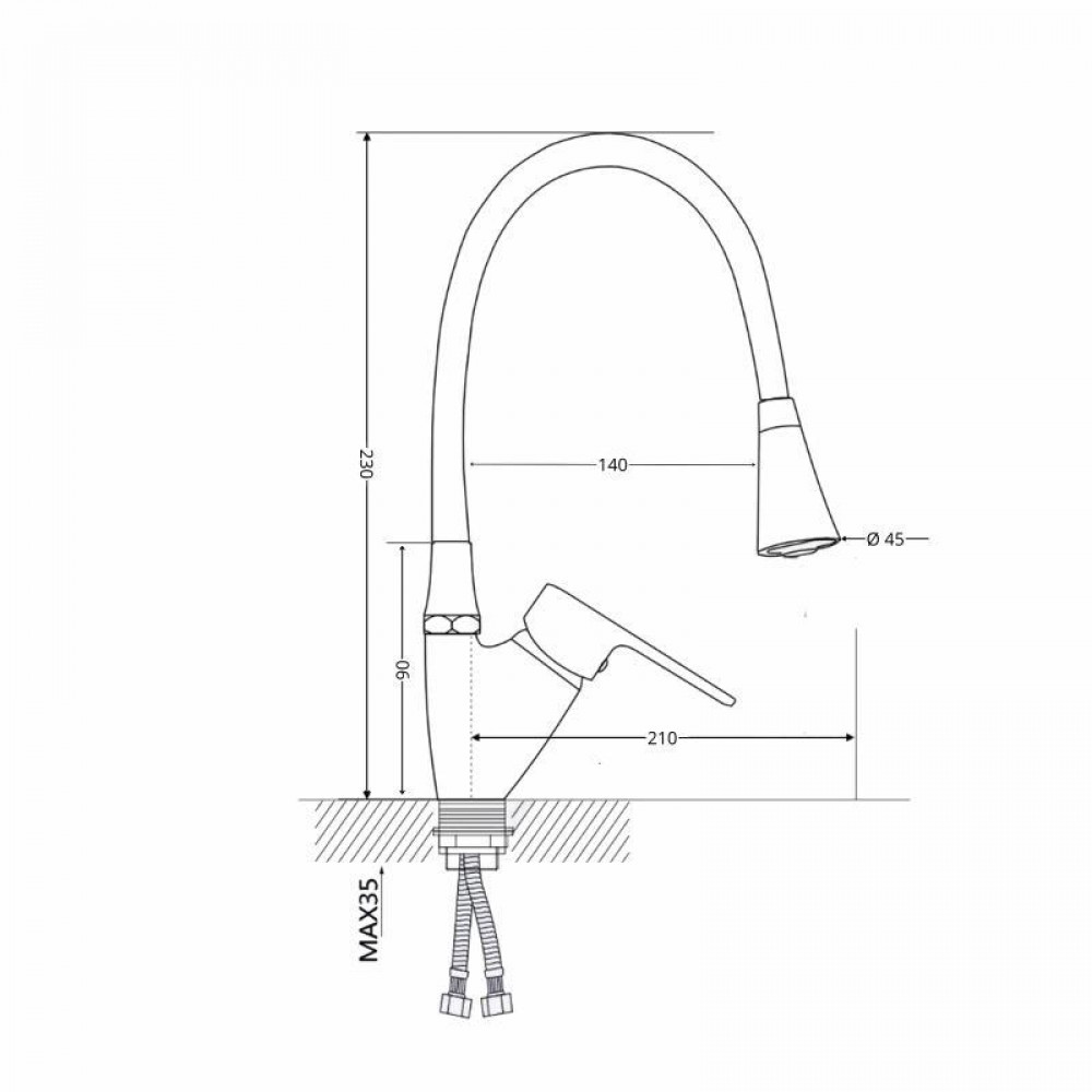 Змішувач для кухні Lidz Tani 007F3 з гнучким виливом (k40) LDTAN007F3BCR37649 Chrome/Black SD00043752