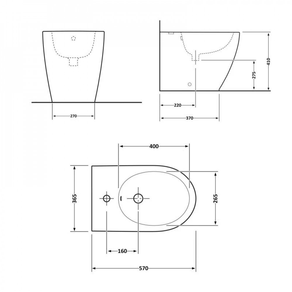 Біде підлогове Qtap Robin 565x360x405 Matt black QT13442141CMB SD00043834
