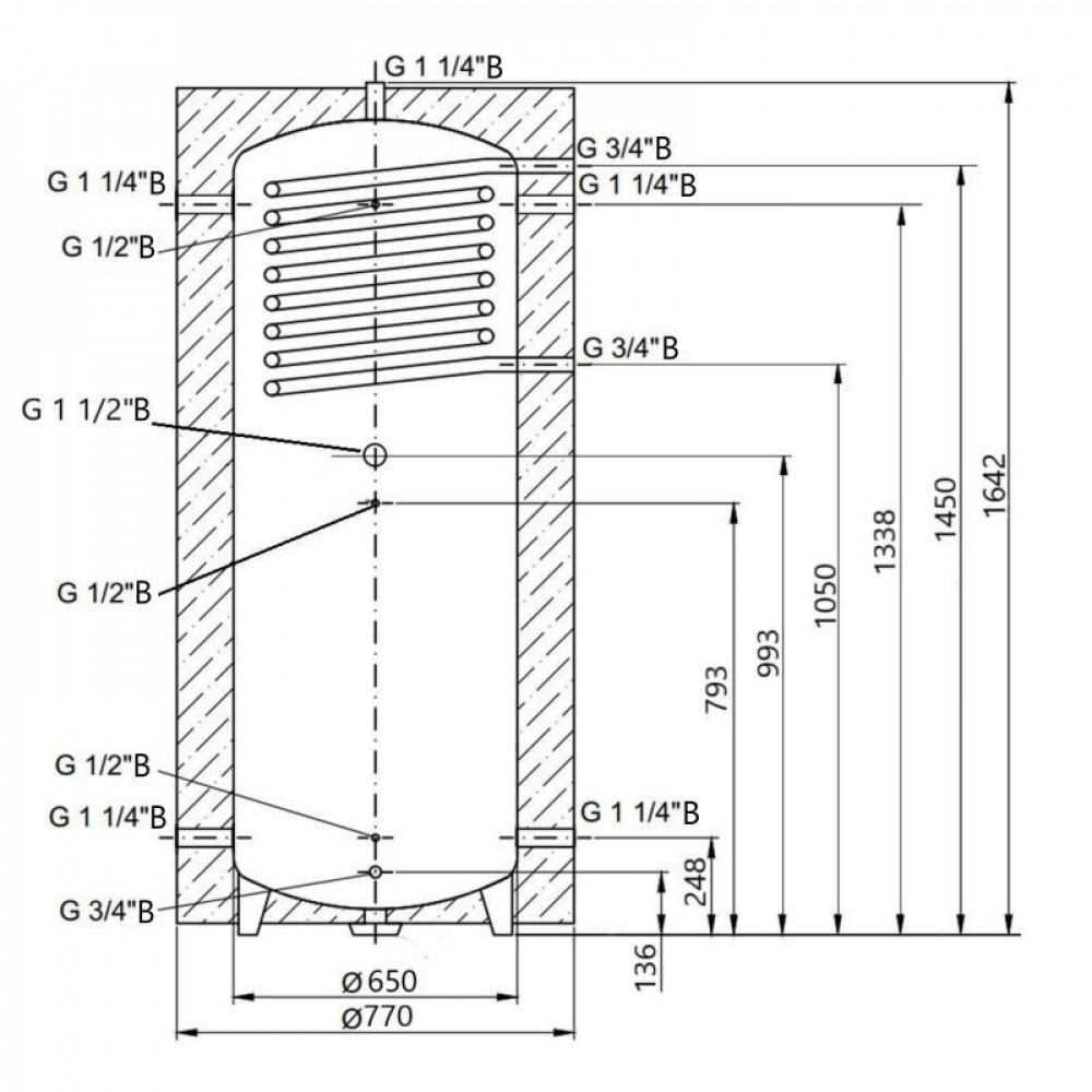 Теплоакумулятор Thermo Alliance TAI-10 500 з теплообмінником 1,4 кв. м з ізоляцією 60 мм SD00044720