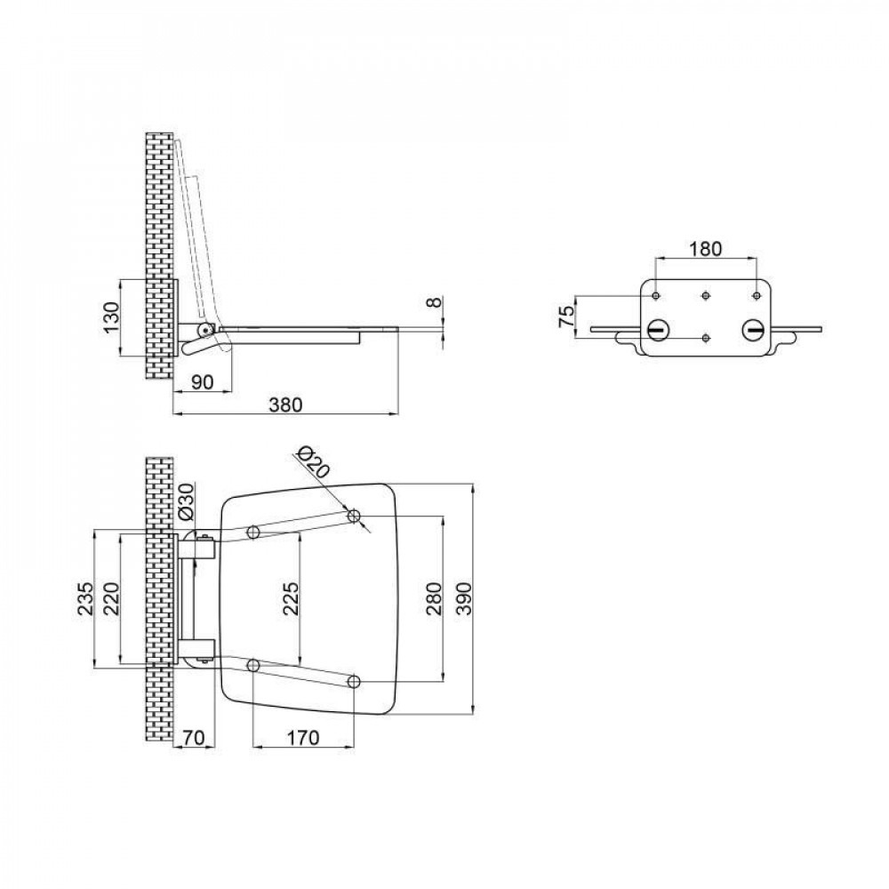Сидіння для душу Qtap Comfort WHI5035 SD00045308