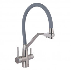 Змішувач для кухні Lidz Aria 020F3 з гнучким виливом з підключенням для питної води (k35) LDARI020F3GNK39211