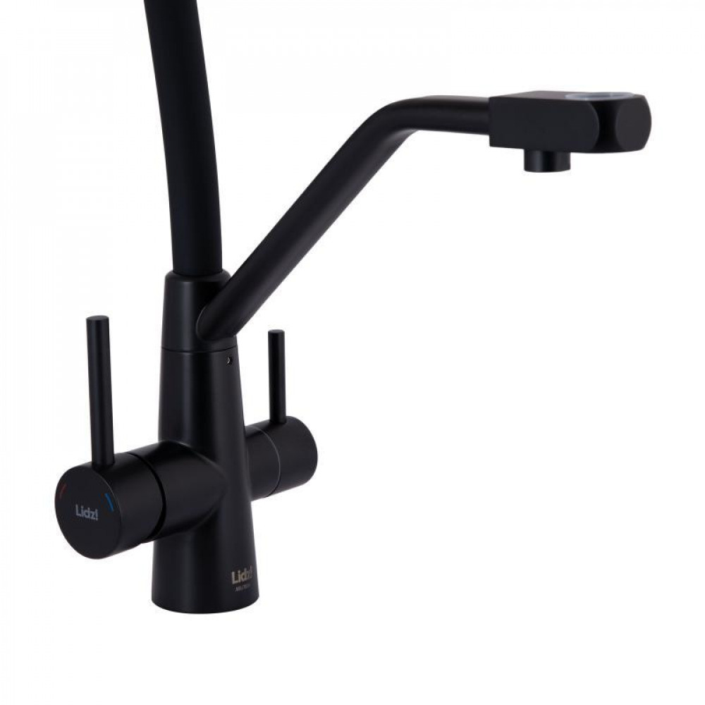 Змішувач для кухні Lidz Aria 020F3 з гнучким виливом з підключенням для питної води (k35) LDARI020F3BLA39212 SD00045316