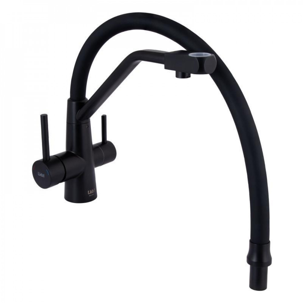 Змішувач для кухні Lidz Aria 020F3 з гнучким виливом з підключенням для питної води (k35) LDARI020F3BLA39212 SD00045316
