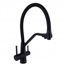 Змішувач для кухні Lidz Aria 020F3 з гнучким виливом з підключенням для питної води (k35) LDARI020F3BLA39212