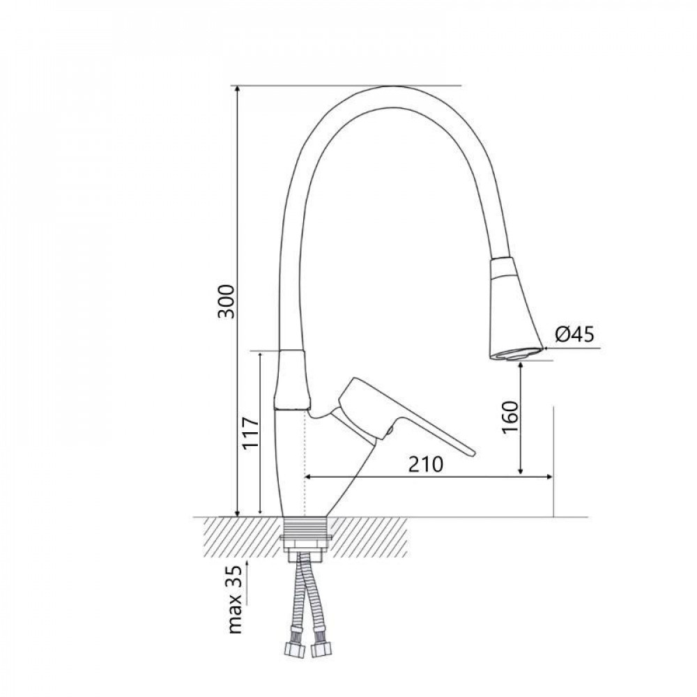 Змішувач для кухні Lidz Tani 008F3 з гнучким виливом (k40) LDTAN008F3BCR39484 Black / Chrome SD00045588