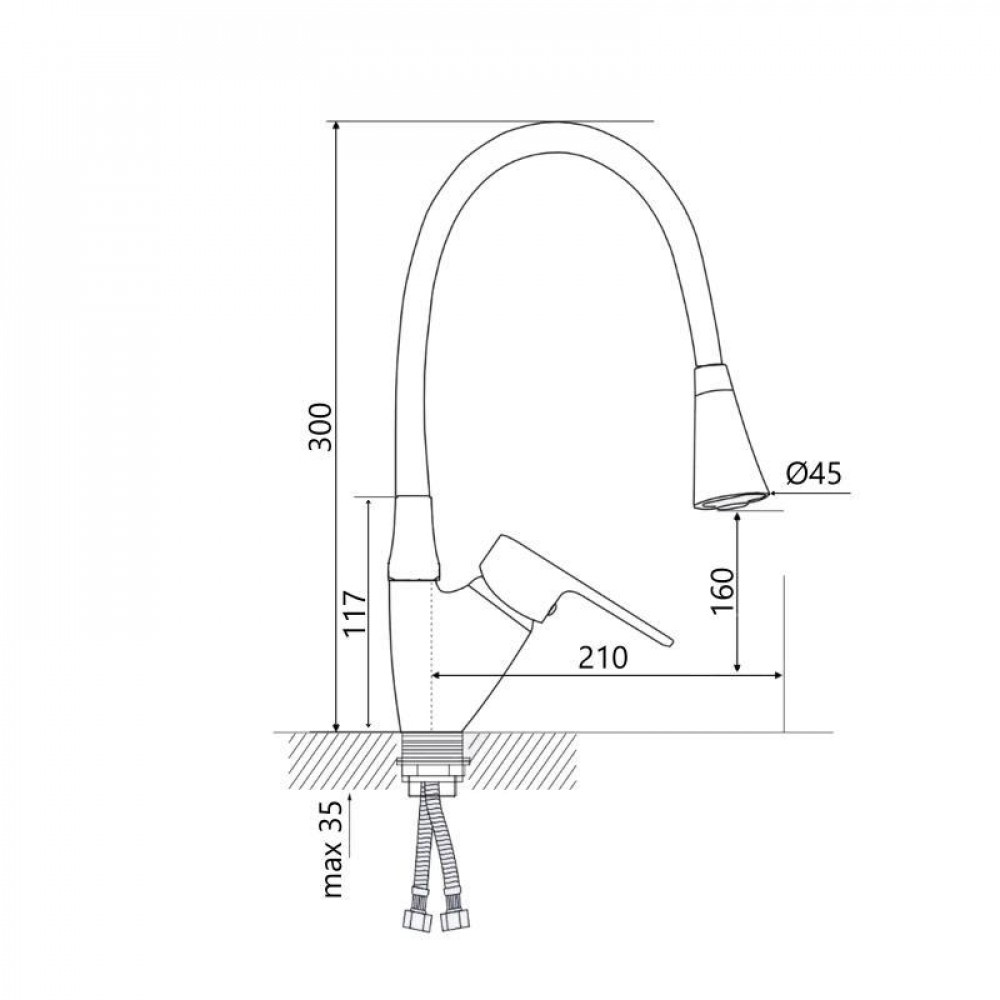 Змішувач для кухні Lidz Tani 008F3 з гнучким виливом (k40) LDTAN008F3GCR39507 Grey / Chrome SD00045611