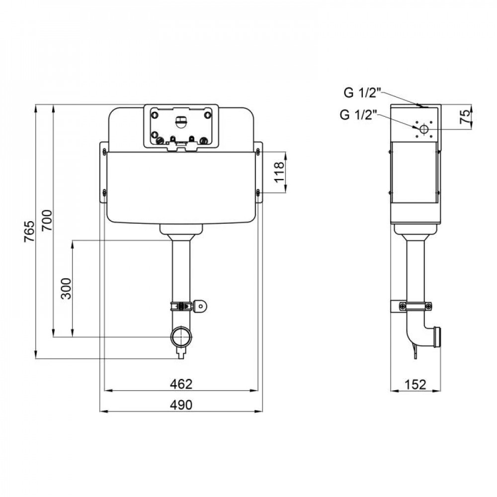 Змивний бачок прихованого монтажу для унітаза Qtap Nest QT0122490S4Q1 SD00045671
