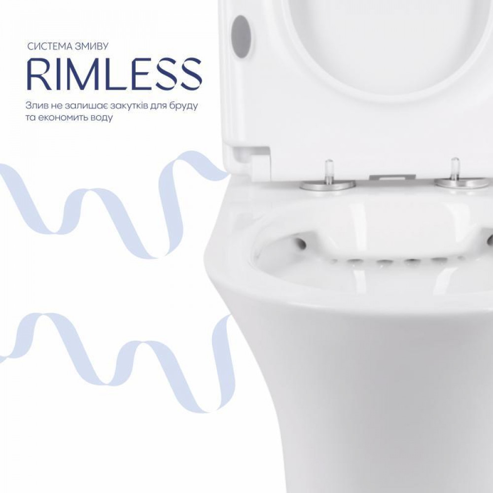 Унітаз-компакт Qtap Presto безобідковий з сідінням Soft-close QT24221217AW SD00045982