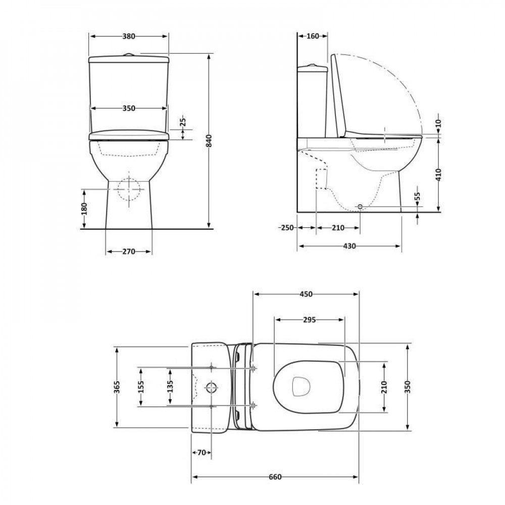 Унітаз-компакт Qtap Kalao безобідковий з сідінням Soft-close QT08221213AW SD00046562