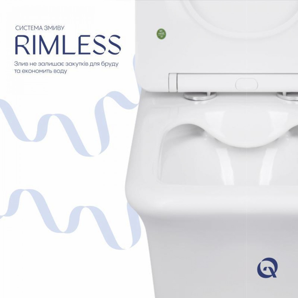 Унітаз-компакт Qtap Kalao безобідковий з сідінням Soft-close QT08221213AW SD00046562
