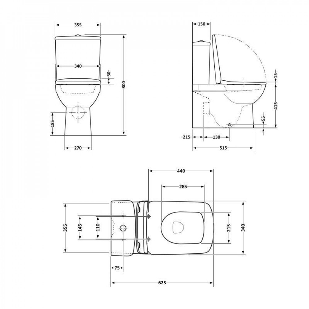 Унітаз-компакт Qtap Nando безобідковий з сидінням Soft-close QT12221222AW SD00046563
