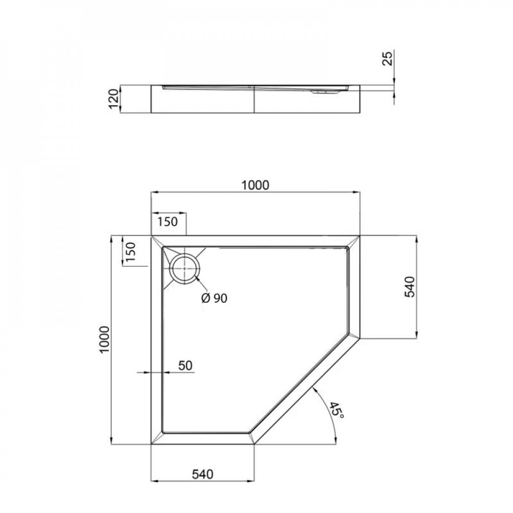 Душовий піддон Qtap Diamond 301112 100x100x12 см + сифон SD00046993