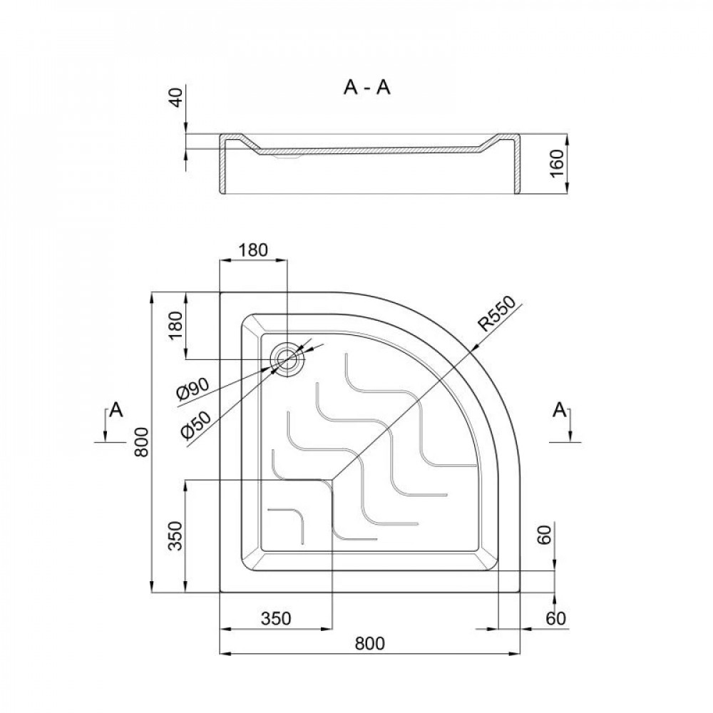 Душовий піддон Lidz Kupala ST80x80x16 SD00046998
