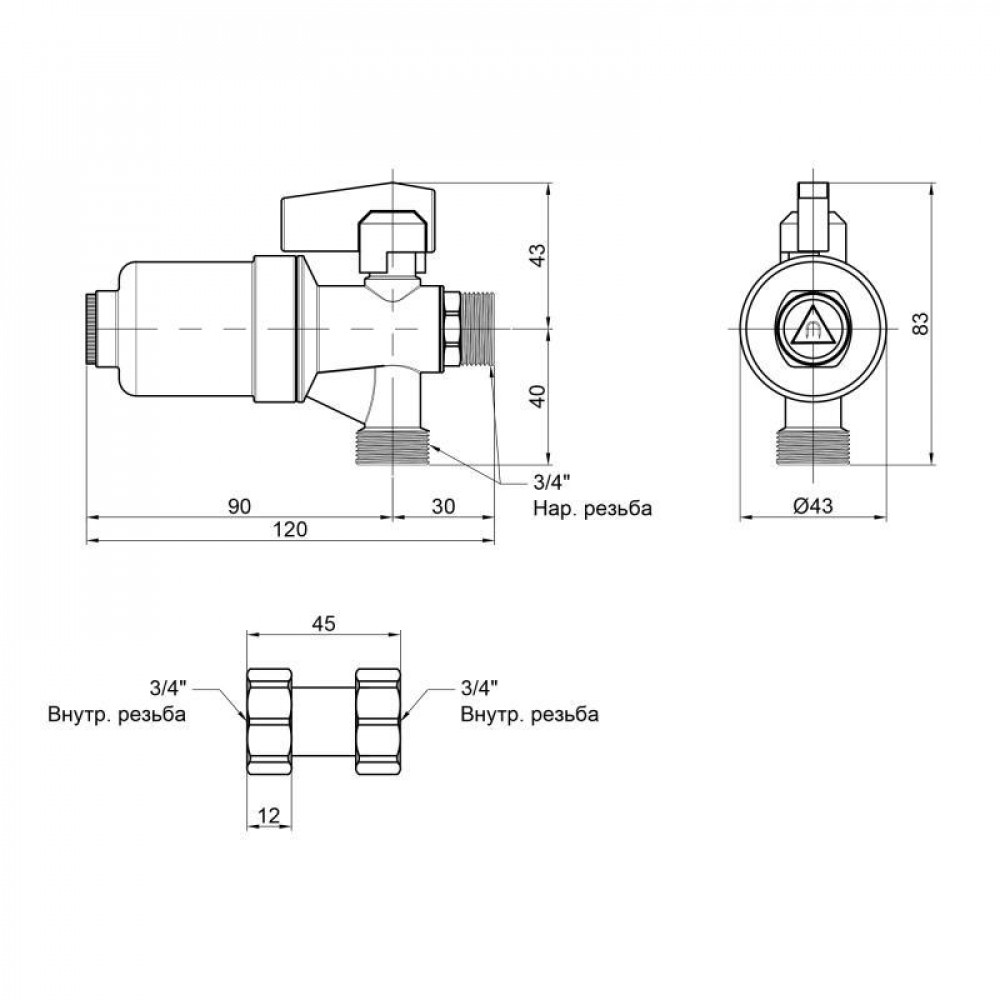 Фільтр-грязеуловлювач Icma 3/4" з магнітом, для котла №753 SD00047048