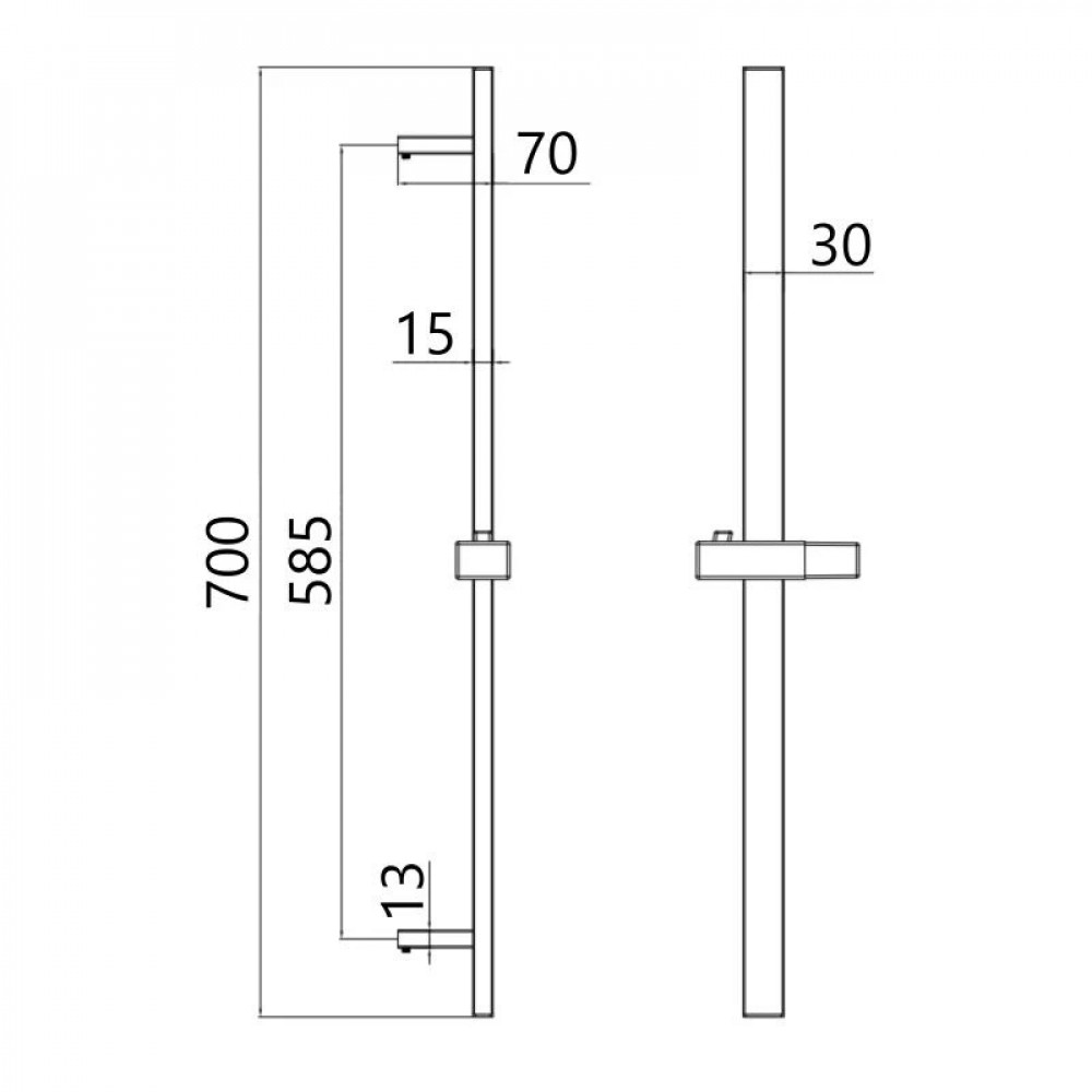 Душова стійка з тримачем універсальна Qtap Lepit 705 мм прямокутна QTLEP82103NC Chrome SD00047526