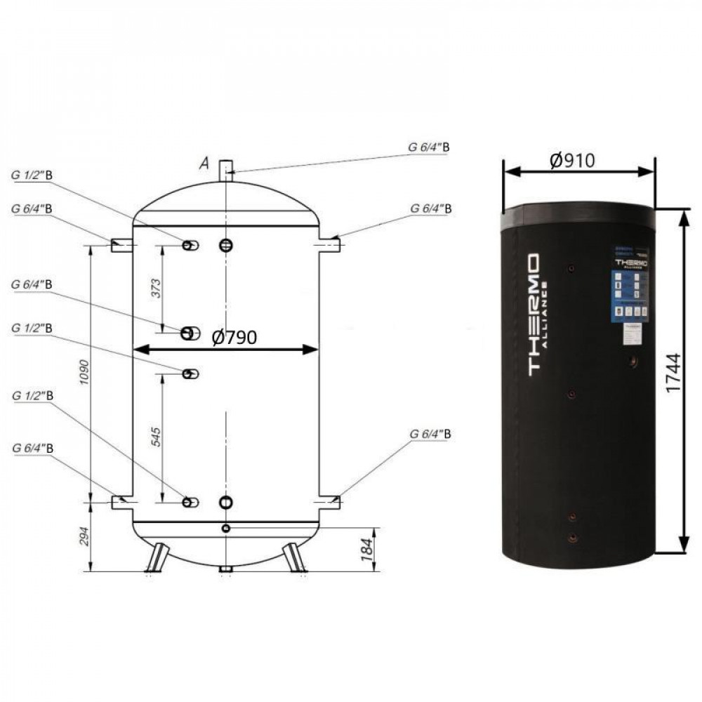 Теплоакумулятор Thermo Alliance TA-ТАМ-00 750 з ізоляцією 80 мм SD00047694