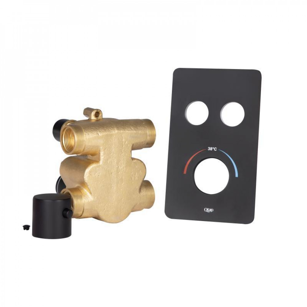 Змішувач для душу Qtap Votice термостатичний прихованого монтажу на два споживача QTVOT6442T105NKB Black Matt SD00048320