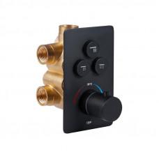 Змішувач для душу Qtap Votice термостатичний прихованого монтажу на три споживача QTVOT6443T105NKB Black Matt