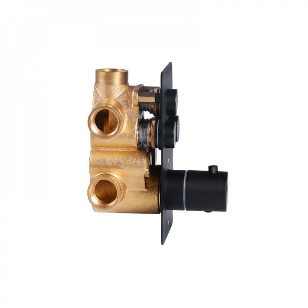 Змішувач для душу Qtap Votice термостатичний прихованого монтажу на три споживача QTVOT6443T105NKB Black Matt SD00048321