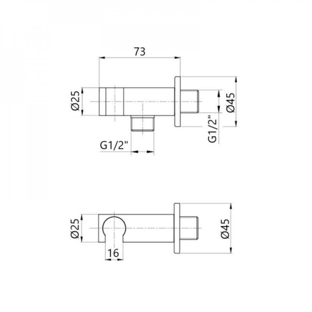 Підключення з тримачем для шланга Qtap Spojeni прямокутне QTCRBBH025 Black Matt SD00048968