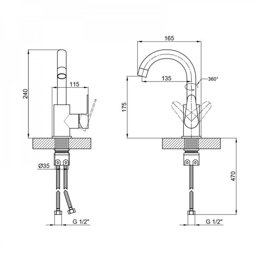 Змішувач для кухні Lidz Vida 015F2 (k35) LDVID015F2NKS43353 Nickel SD00049476
