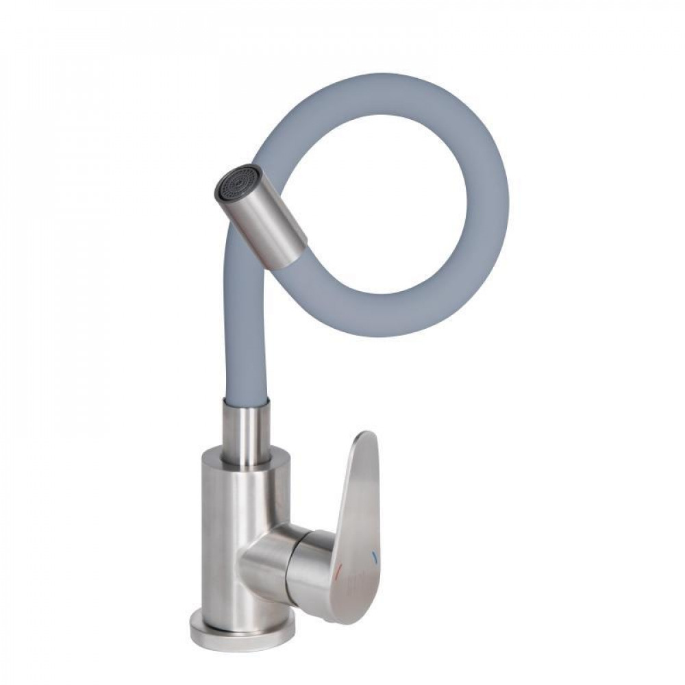 Змішувач для кухні Lidz Vida 015F3 з гнучким виливом (k35) LDVID015F3GRE43356 Grey SD00049479