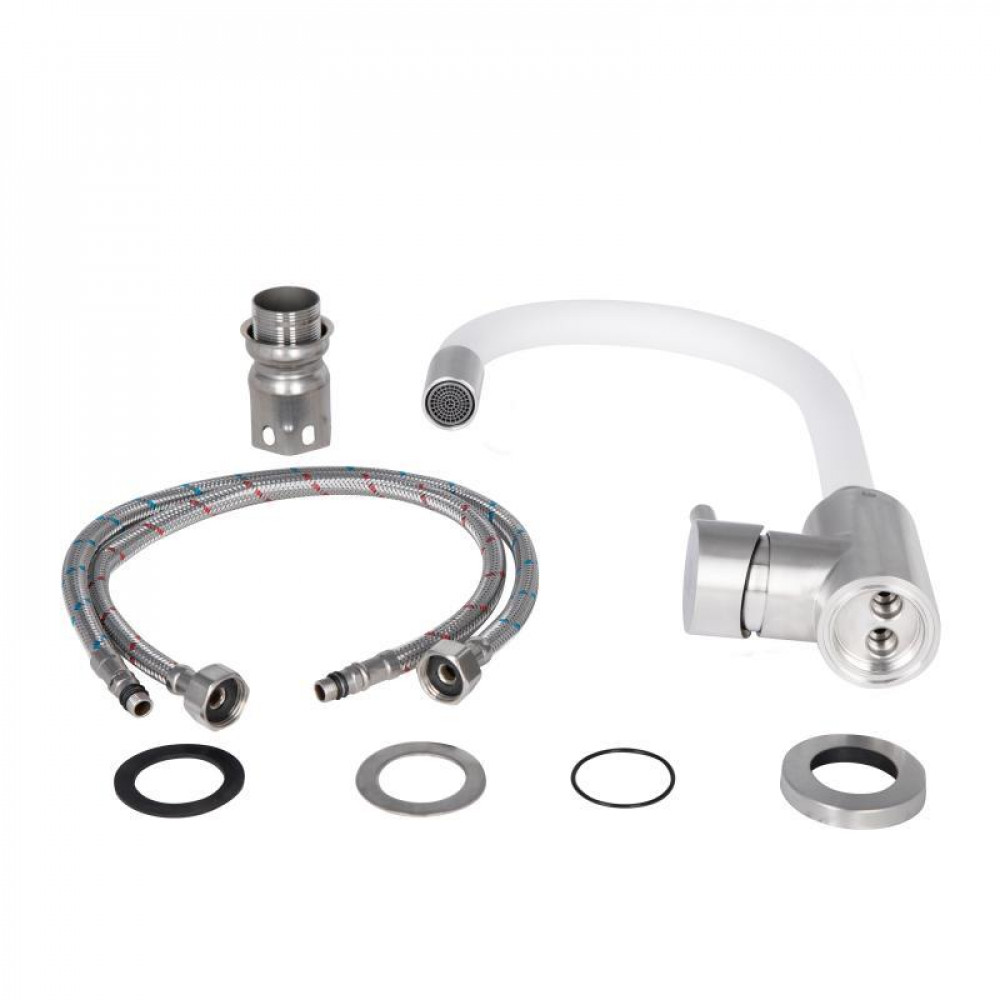 Змішувач для кухні Lidz Aria 015F3 з гнучким виливом (k35) LDARI015F3WHI43362 White SD00049485