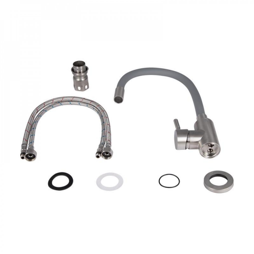 Змішувач для кухні Lidz Aria 015F3 з гнучким виливом (k35) LDARI015F3GRE43363 Grey SD00049486