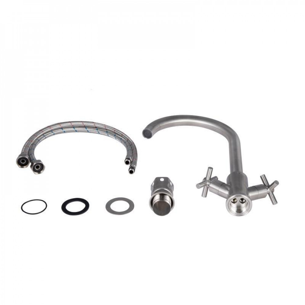 Змішувач для кухні Lidz Wind 013F двохвентильний LDWIN013FNKS43390 Nickel SD00049513