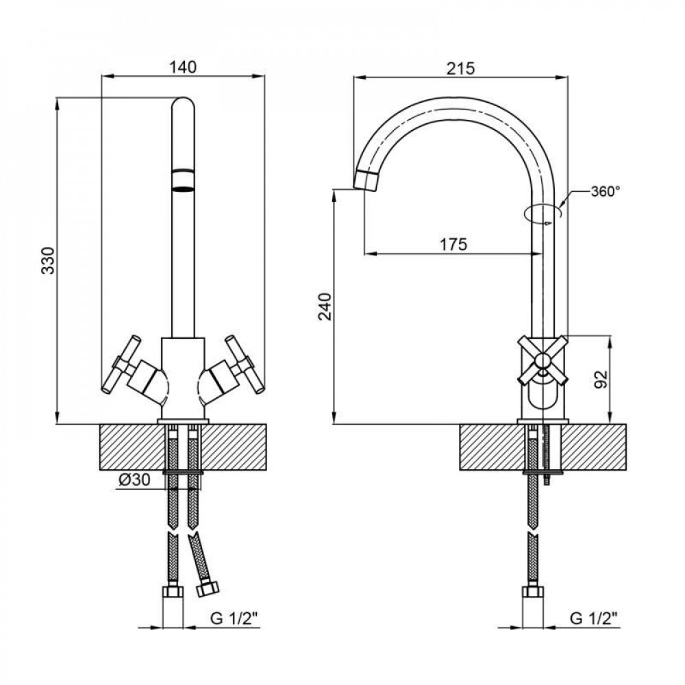 Змішувач для кухні Lidz Wind 013F двохвентильний LDWIN013FNKS43390 Nickel SD00049513