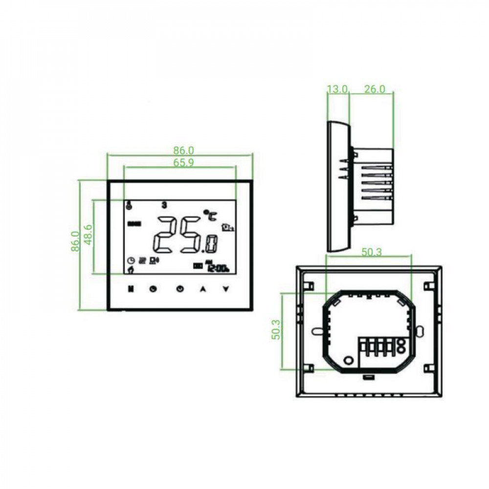 Thermo Alliance Провiдний тижневий термостат(16A+NTC) з WiFi BHT-3000-GBLW SD00049556