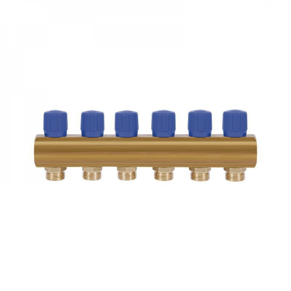 Колектор Icma з регулювальними вентилями 1" 6 виходів №1105 (Blue) SD00049609