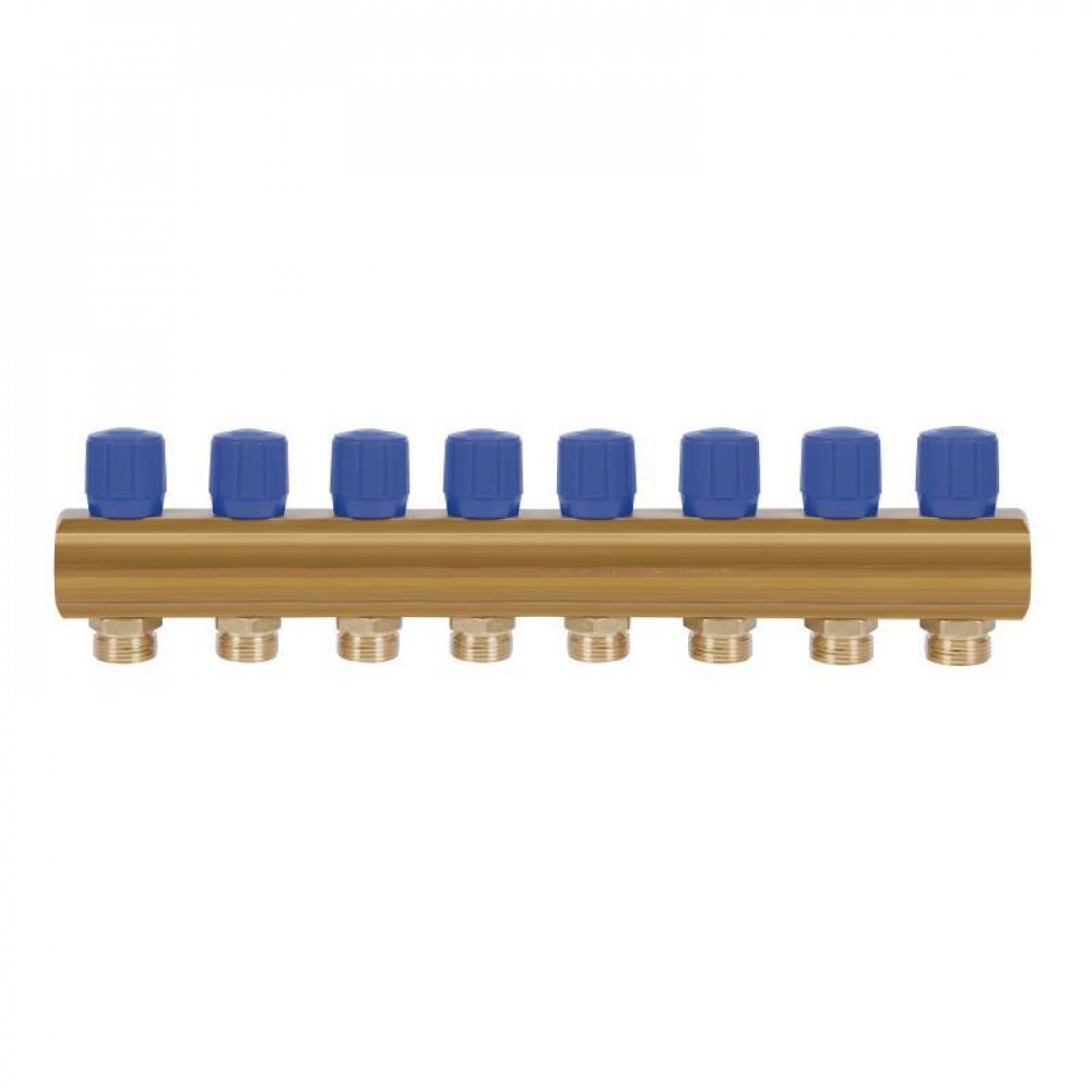 Колектор Icma з регулювальними вентилями 1" 8 виходів №1105 (Blue) SD00049611