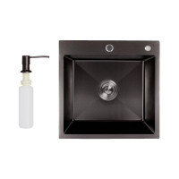 Мойка для кухни встроенная Lidz Handmade H5050B (LDH5050BPVD43619) Brushed Black PVD 3,0/1,0 мм