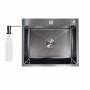 Мийка для кухні інтегрована Lidz Handmade H6050B (LDH6050BPVD43621) Brushed Black PVD 3,0/1,0 мм SD00049745