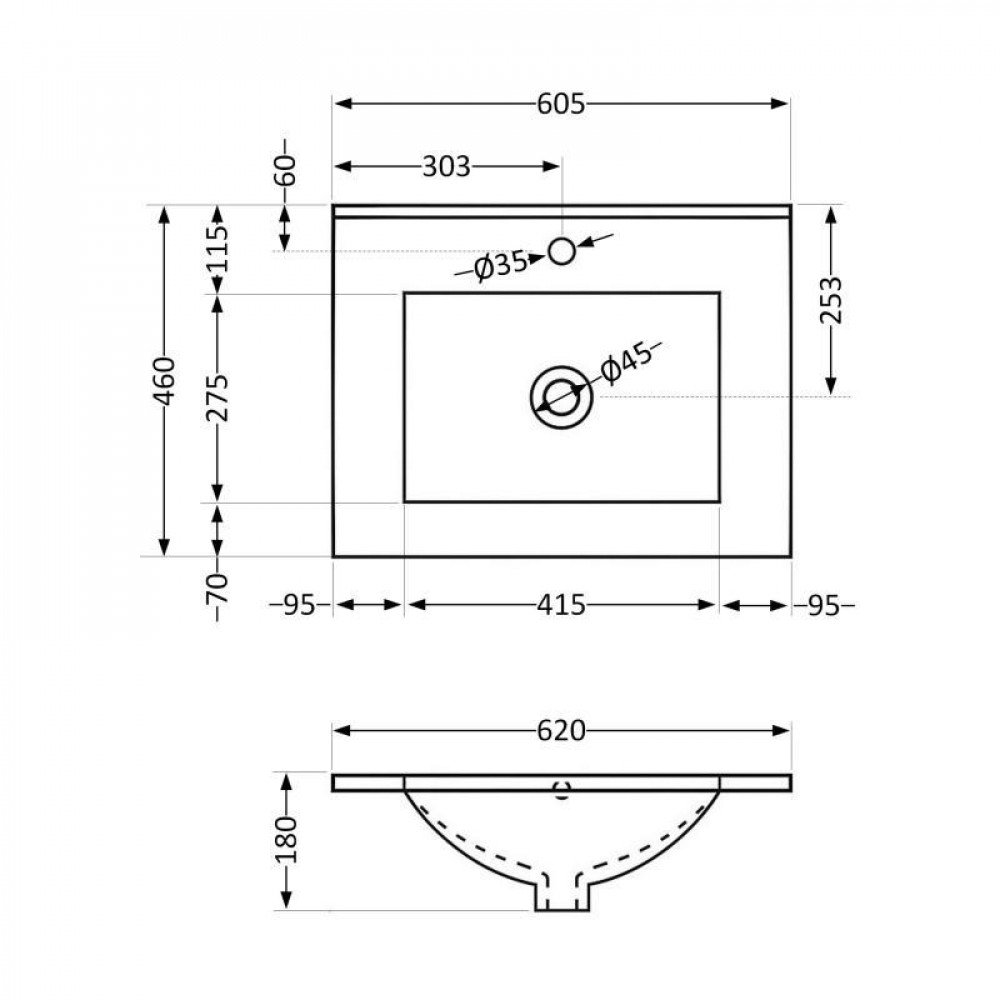 Раковина Qtap Albatross 600х460х180 White без донного клапана QT01113060CW1 SD00050377