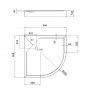 Lidz Душевой поддон KAPIELKA ST80x80x14 низкий, полукруглый, диаметр слива 52 мм. SD00050739