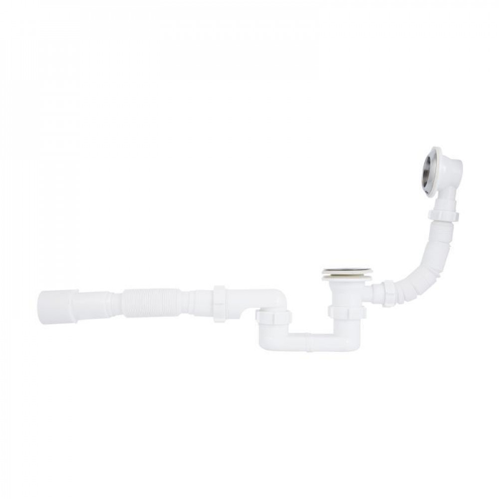 Сифон для ванни Lidz LSW05 випуск 70 мм, плоский, без ревізії, із пробкою на ланцюгу (вихід гофра 40/50мм) SD00051137