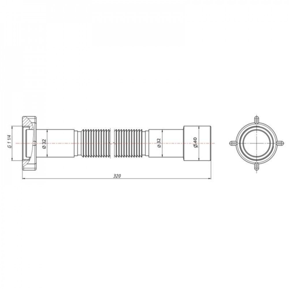 Гнучка труба Lidz LG03 з накидною гайкою 11/4" довжина 600 мм SD00051141