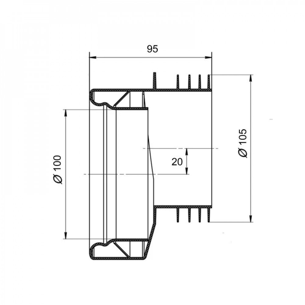 Манжета LG05 для унітазу пряма 110 мм Lidz SD00051142