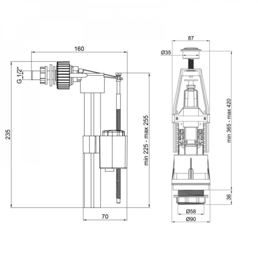 Комплект арматура з клапаном бокової подачі 1/2 Lidz SD00051152