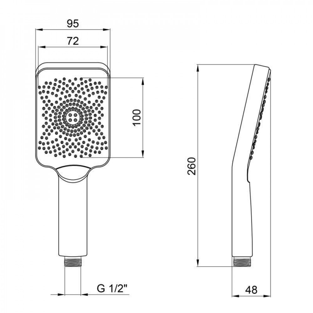 Qtap Rucni Лійка для ручного душу 145x90 мм прямокутна QTRUCA145S1GRP Graphite SD00051176