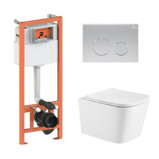 Готове рішення Qtap для ванної кімнати: підвісний унітаз Crow + комплект інсталяції Nest 4 в 1 (кругла клавіша