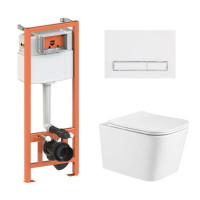 Готове рішення Qtap для ванної кімнати: підвісний унітаз Crow + комплект інсталяції Nest 4 в 1 (лінійна